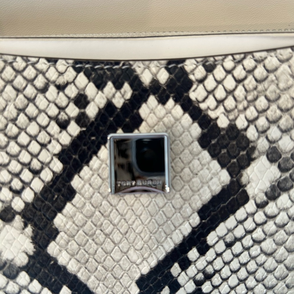 Tory Burch Snake Print Clutch - Black and Gray - Picture 6 of 13